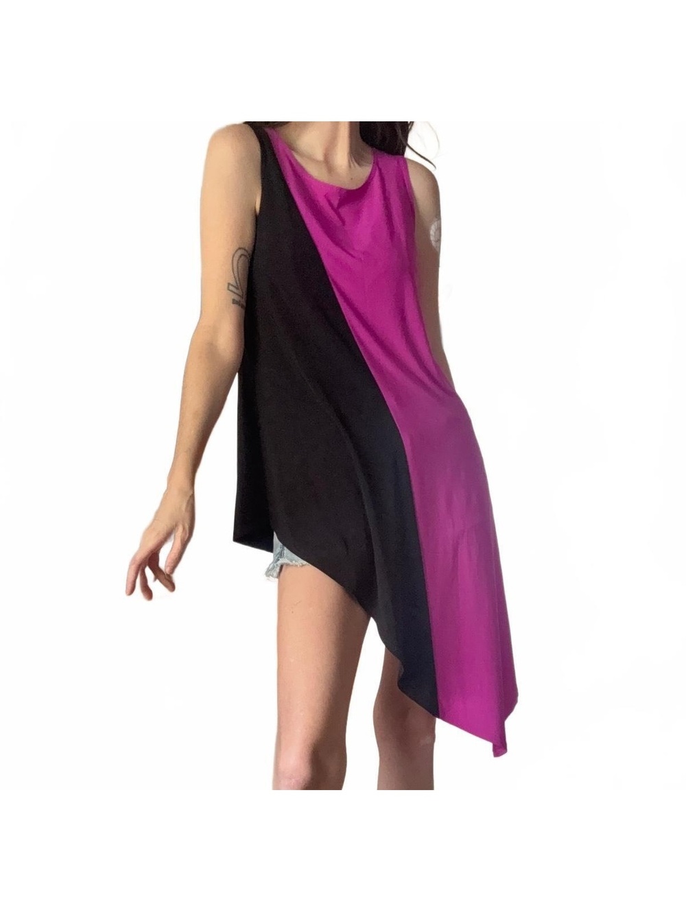 Joseph Ribkoff Asymmetric Colorblock Sleeveless Tunic Top Size 8